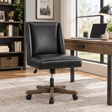 Upholstered Armless Office Chair Faux Leather Swivel Home Desk Office Chair