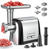 Electric Meat Grinder, 2600W Max 3-IN-1 Heavy Duty Sausage Stuffer with Sausage tube & Kubbe Kit, 3 Grinding Plates 2 Blades for Home Kitchen & Small Commercial Use, Stainless Steel