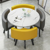 Square Dining Table and Chair Set 4, Negotiation Table with Chairs, Office Reception or Small Conference Table, Kitchen Table in Light Gray Dark Gray
