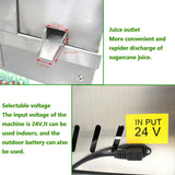 WYDDDARY 24V DC or 110V AC Electric Sugarcane Juice Extractor Electric 4 Rollers Sugar Cane Juicer Outdoor Juicer with Transformer and Transparent Window 450W