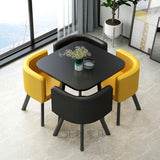 4 Piece Square Dining Table Set, Kitchen Dining Table and Chairs for 4, Small Conference Negotiation Table for Office Reception Club, 2 Yellow 2 Black Chairs