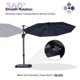 PURPLE LEAF Cantilever Umbrella 10 Feet Round Smooth 360° Rotation Navy