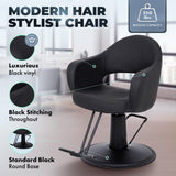 Buy-Rite Cleo Salon Chair for Professional Salons & Barbershops, Vinyl Upholstery, Seamless Seat for Easy Cleaning, Premium Comfort, Heavy-Duty Frame, Round Base, YLG-376-STD