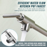 Pot Filler Faucet for Kitchen Sink, Deck Mount Pot Faucets Over Stove, Solid Brass Folding Pot Filler, Brushed Nickel Kitchen Faucet with Double Joint Swing Arms