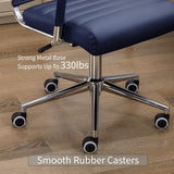 Office Desk Chair Leather, Conference Room Chairs with Wheels, Executive Modern High Back Ergonomic Swivel Rolling Ribbed Computer Chair