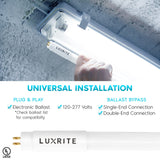 LUXRITE 30-Pack 4FT T5 LED Tube Lights, Type A+B, 24W=54W, 5000K Bright White, 45.78", Ballast and Ballast Bypass Compatible, Single or Double End Powered, F54T5 Fluorescent Replacement, Damp Rated