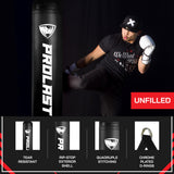 PROLAST Heavy Punching Kicking Bag for Adults, Boxing, MMA, Martial Arts, Muay Thai, Strength Training Equipment, Unfilled, 5ft, 100 lbs, Vertical Logo, Black