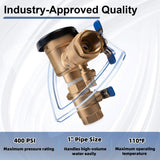 1" 720A Pressure Vacuum Breaker for Zurn Wilkins, Thickened Brass Backflow Preventer, Irrigation Backflow Preventer for Non-Potable Irrigation & Industrial Water Systems, 10-Year Warrant