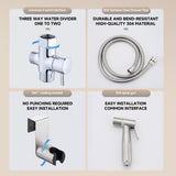 TENGPOLE Handheld Bidet Sprayer for Toilet & Bathroom, Adjustable Water Pressure Spray Gun with 304 Stainless Steel Hose, Bidet Faucet for Postpartum Care, Elderly, Muslim Shower, Easy to Install