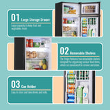 WANAI 3.5 Cu.Ft Mini Fridge Compact Refrigerator with Freezer, 7 Level Adjustable Thermostat Removable Shelves Small Refrigerator for Office Dorm Apartment Matte Black