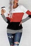 Daspkuwy Winter Long Sleeve Shirts for Women Colorful Striped Ladies Sweaters Pullover Loose Fit Halloween Soft Length Juniors Tops for Woman Red L