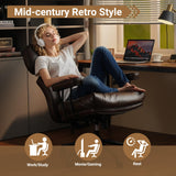 Ergonomic Office Chair Faux Leather Swivel Desk Chair for Home Office,Coffee