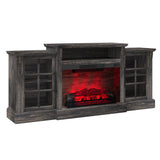 LUXOAK 70" Farmhouse TV Stand with 28" Fireplace, Rustic Black