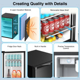 Kismile 4.41Cu.Ft Fridge with Freezer Compact Refrigerator Single Door Mini Fridge Adjustable Thermostat, Energy Saving (Black)