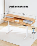 HUANUO 55″ x 26″ Electric Standing Desk with 2 Drawers, C-Clamp Mount Compatible, Height Adjustable Computer Desk, Home Office Stand Up Desk with 4 Preset Heights & 2 Hooks, Light Vintage