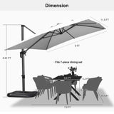 PURPLE LEAF Patio Umbrella 9' x 11.5' All-Day Shade Control White