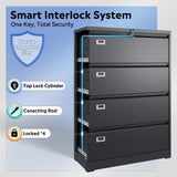 4 Drawer Lateral File Cabinet with Lock, Metal Filing Cabinets for Home Office