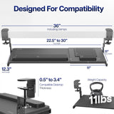 VIVO Black Clamp-on 23” to 30” x 11" Adjustable Keyboard Tray, Mount-KBST1