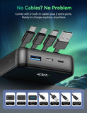YBYP Portable Charger Power Bank 50000mAh, 22.5W Fast Charging Portable Charger with Built-in Cables, Travel Essential 5 Outputs External Battery Pack, LED Display for iPhone, Android, iPad, Black