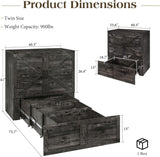 LUXOAK Twin Murphy Cabinet Bed with with Storage & Charging Station