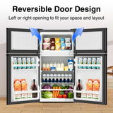 Kismile 2.5 Cu.Ft Mini Fridge with Freezer, Double Door Compact Refrigerator, 3-Level Mechanical Thermostat, Reversible Door&Removable Shelves, Low Noise, Ideal for Office, Apartment, Dorm, Silver