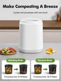 Electric Composter for Kitchen, 4L Countertop Compost Bin with Auto-Cleaning, Smart Home Indoor Food Waste Disposer Machine, Odorless for Kitchen, Low Noise, Transforms Waste in 3-8 Hours(White)