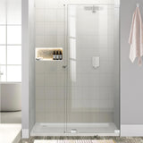 Shower Glass Door Panel, 30" W x 78" H Framless Bathroom Fixed Glass Shower Door Panel Durable 5/16"(8mm) Clear Tempered Door with Fixed Clamps Bathroom Shower Screen (Polished Chrome Finish)