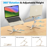 OMOTON LA10 360° Rotating Laptop Stand Riser Foldable for Desk, Gold