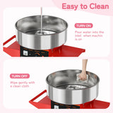 ROVSUN 21 Inch Cotton Candy Machine Cart, Commercial Cotton Candy Maker Machine Candy Floss Machine w/Stainless Steel Bowl, Sugar Scoop and Large Storage Drawer for Home Party Carnival, Red