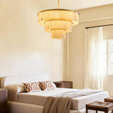 CEENWE D34.3 Round Alabaster Chandelier, 3-Tier Brass Marble High Ceiling Chandeliers, Modern Dining Room Chandeliers Living Room Light for Entryways, Foyer, Stair, Kitchen Gold(Include Bulbs)