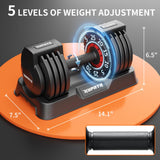 HYPATA 25 lbs Pair Adjustable Dumbbell Set, Fast Adjust Weight with Tray Suitable, Adjustable Dumbbells for Full Body Workout