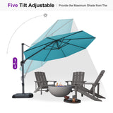 PURPLE LEAF Patio Outdoor Umbrella 11 Feet Round for Pool Turquoise