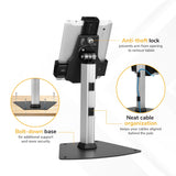 Mount-It! Universal Tablet POS Stand with Key Lock, Bolt-Down Base, Silver
