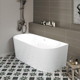 WOODBRIDGE 67 X 30.75 X 23.6" freestanding back-to-wall soaking bathtub with matte black drain included, White WE007