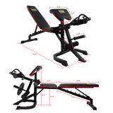 Fitvids Adjustable Weight Bench for Home Gym, 6-Position Utility Workout Bench with Leg Extension and Curl Machine, Preacher Pad, V-Handle, Weight Plate Holder, Heavy Duty Frame for Full Body Exercise