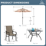 MFSTUDIO Outdoor Dining Set with 10 ft Umbrella for 4, Square Metal Table