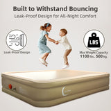 LunaDream Queen Air Mattress with USB Rechargeable Built-in Pump, Wireless Inflatable Airbed, FlexWeave Tech for 1100 lbs Ultra Firm Support, Portable for Home & Camping, Leak Proof Design, Carry Bag