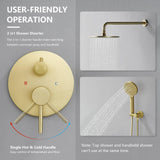 Tohlar Gold Shower Faucet System, High Pressure 10 Inches Rain Shower Head and 3-Setting handheld Spray Combo, Wall Mounted Shower Head and Handle Set, Valve Body and Trim Included