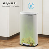 Trash Can with Lid, 8 Gallon Garbage Can, Stainless Steel Small Waste Bin with Step Pedal
