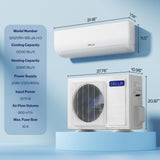 DELLA Motto Series 12000 BTU Mini Split AC, Cools up to 550 Sq.Ft, 19 SEER2 230V, Energy Efficient, Ductless Inverter System, 1 Ton Pre-Charged Heat Pump, Compatible with Alexa and WiFi, 16.4ft Kits