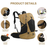 IX INOXTO Hiking Backpack, 26L/40L Waterproof Hiking Daypack with 3L Water Bladder and Rain Cover, Lightweight Travel Camping Backpack for Men Women (Khaki)