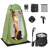 Pop Up Shower Tent for Camping, Portable Outdoor Privacy Shower Tent with 6000mAh Rechargeable Shower (Green)