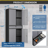 Fesbos 71" Metal Cabinet-Black&Gray Heavy Duty Storage File Cabinet Steel Tool Cabinets with Shelves