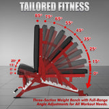 RitFit Adjustable/Foldable Utility Weight Bench for Home Gym, Weightlifting and Strength Training - Bonus Workout Poster with 35 Total Body Exercises