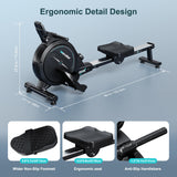 Rowing Machine,Wenoker Magnetic Rower Machine for Home,350 LB Weight Capacity, 16 Levels of Workout Resistance,Bluetooth App Supported LCD Monitor Tablet Holder & Comfortable Seat Cushion