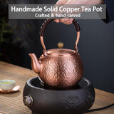 Copper Tea Kettle for Stovetop: Handmade Solid Copper Pot without Coating, Extra Thick Stove Top Tea Kettle Teapot, Hammered Teapot for Stovetop (1200ML)