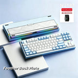 ZMX NUT87 Aluminum Custom Mechanical Keyboard,Hot-Swap Gasket Structure,Triple Mode 2.4G/Bt5.0/Wired,TKL 80% RGB Backlit 10000mAh Mechanical Keyboard for Game&Office,Blue-Feathers