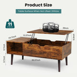 NEWBULIG Wood Lift Top Coffee Table with Storage for Living Room, Brown