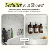 Shampoo and Conditioner Dispenser Wall Mounted Set of 3 Amber Black - No Drill Shower Soap Dispenser for Bathroom Refillable - Spa Hotel Style Accessories by MaisoNovo