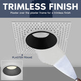 LUXRITE 3-Inch LED Trimless Recessed Spotlight with Black Reflector Trim Replacement 15W 1100LM 2700K-5000K, 60° Beam Angle, Dimmable, Push-n-Lock, CRI90, Damp & IC Rated, ETL White + Black (4 Pack)